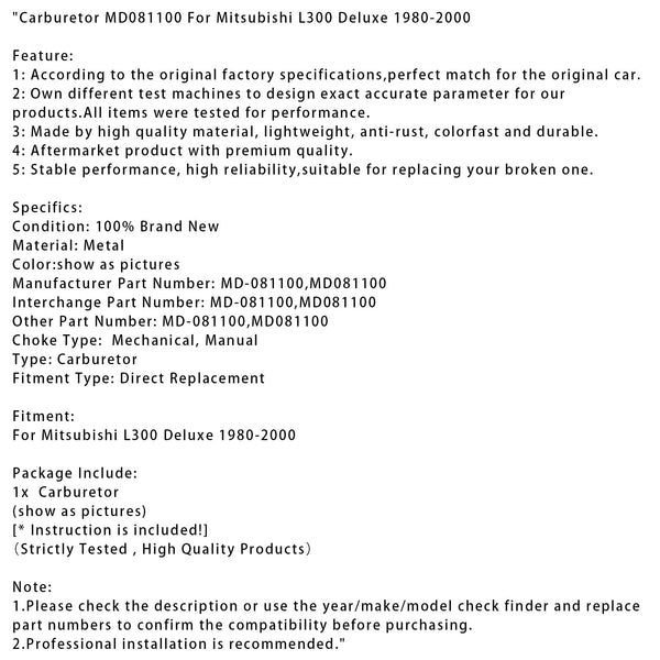 Vergaser MD081100 für Mitsubishi L300 Deluxe 1980-2000