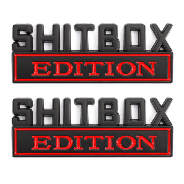 2 st Shitbox Edition Emblem Decal Badges Stickers Voor Ford Chevy Auto Vrachtwagen #D