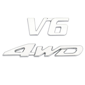 3D Chrome Metal 4WD Kofferbak Achterspatbord Embleem Badge Decal Sticker 4WD SUV V6