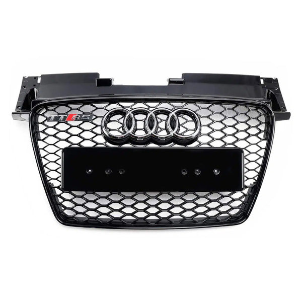 Parrilla delantera tipo panal para Audi TT TTS 2006-2014, color negro brillante, estilo RS, genérica