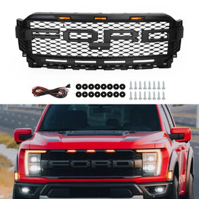 Ford F150 2021-2023 Raptor Fashion Replacement Abs Front Bumper Grill m/ LED