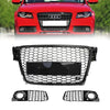 2009-2012 Audi A4/A4 Avant/S4 B8 Honeycomb Sport Mesh Hex Grill + Venstre Høyre Tåke Grill