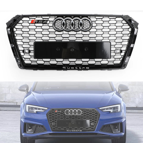 2017-2018 Audi A4/S4 Zwart Honingraat RS4-stijl Mesh Hex Grill Vervanging Generiek