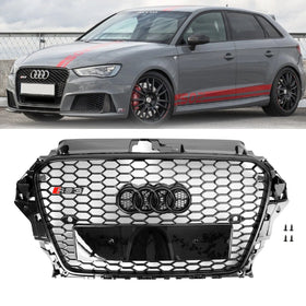 2013-2016 アウディ A3 S3 ハニカム RS3 スタイル フロント フード バンパー グリル交換用 ジェネリック