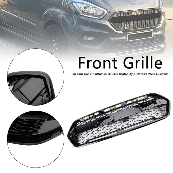 2018-2023 Ford Transit Custom Trail w/ 3led Raptor Style ne MSRT Custom Gloss Black Front Bumper Grille 2467234 Generic