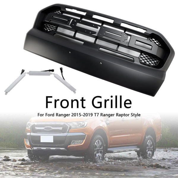 Raptor Style Front Bumper Grill Grille Fit Ford Ranger 2015-2019 T7 W/LED