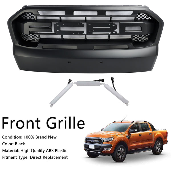 Raptor Style Front Bumper Grill Grille Fit Ford Ranger 2015-2019 T7 W/LED