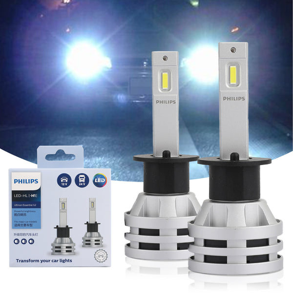 2PCS Philips H1 Led Ultinon Essential Car White Headlight Bulbs 6500K 19W Generic