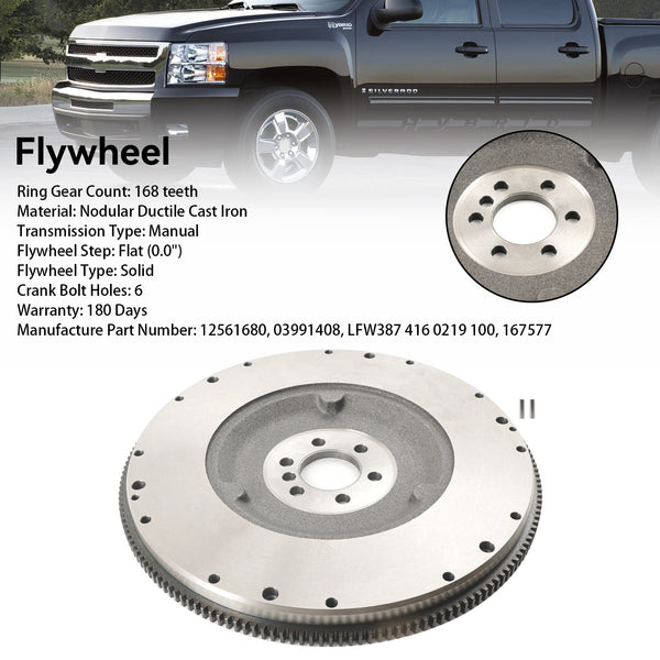 2001-2007 GMC Sierra 1500HD (4,8 L ; 5,3 L ; 6,0 L OHV 8cyl) Petit bloc volant d'inertie 168 dents 12561680 03991408 générique