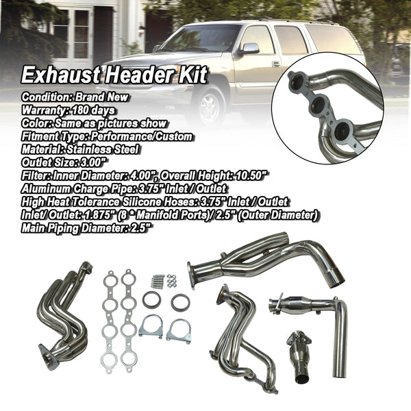 2000-2004 GMC Yukon XL 1500 collecteur d'échappement en acier inoxydable moteur V8 avec tuyau en Y