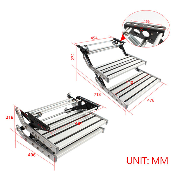 Manuelle, doppelt ausziehbare, herunterklappbare Trittstufe aus Aluminium für Wohnmobile, Wohnmobile, Wohnmobile, Generic