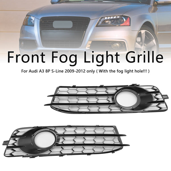 2009-2012 Audi A3 8P S-Line Honeycomb Front Bumper Fog Light Grille Cover 8P0807682