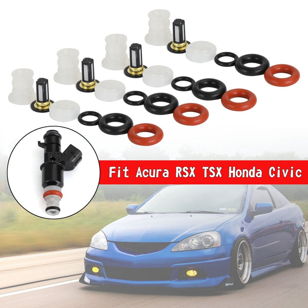 2003-2011 Honda Element 4PCS Fuel Injectors Repair Kit Filters O-Rings 16450RAAA01 16450-RAA-A01 Generic