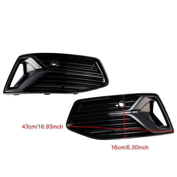 2PCS Front Bumper Fog Light Cover Grill Grille Fit Audi A6 C8 2019-2023