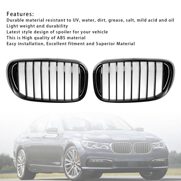 2015.7-2019.1 BMW 7 Series G11 Long-Wheel Base Pre-Facelift Gloss Black Front Kidney Grille