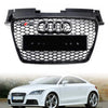 Parrilla delantera tipo panal para Audi TT TTS 2006-2014, color negro brillante, estilo RS, genérica