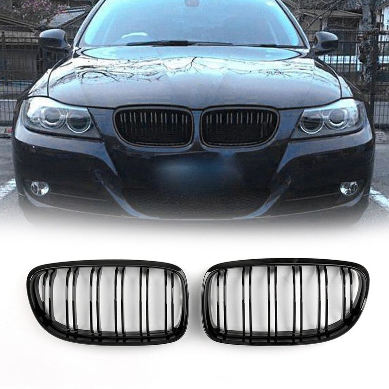 Rejillas delanteras de riñón de doble costilla para BMW E90/E91 LCI Serie 3 2008-2012