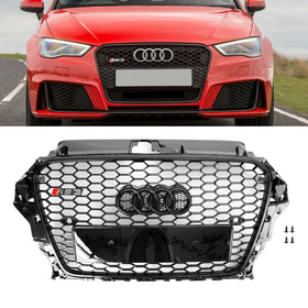 2013-2016 アウディ A3 S3 ハニカム RS3 スタイル フロント フード バンパー グリル交換用 ジェネリック