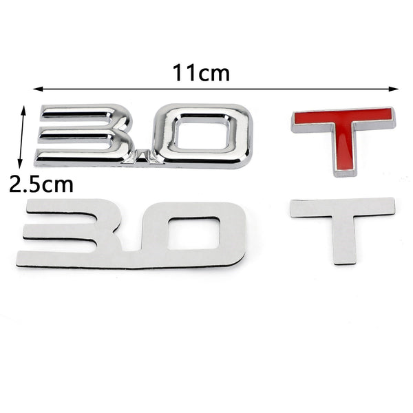 3.0T 3D metallemblem märkesdekal för Audi A3 A4 A5 A6 A7 B6 B7 B8 Q3 Q5 Q7 TT