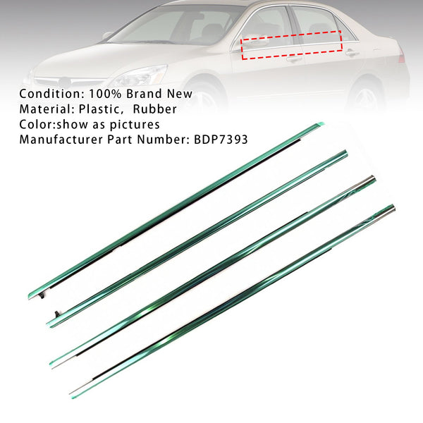 4PCS Door Window Belt Trim Molding For Honda Accord CM5 4D Sedan 2003-2005