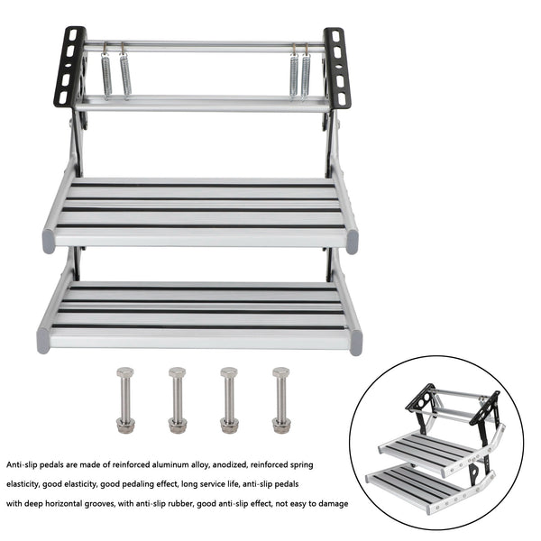 Aluminum Manual Double Pull Out Drop Down Folding Step Motorhome RV Campervan