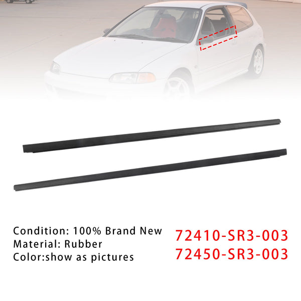 2PCS L&R Side Door Window Belt Trim Molding For Honda Civic EG6 EG4 3D 1992-1995