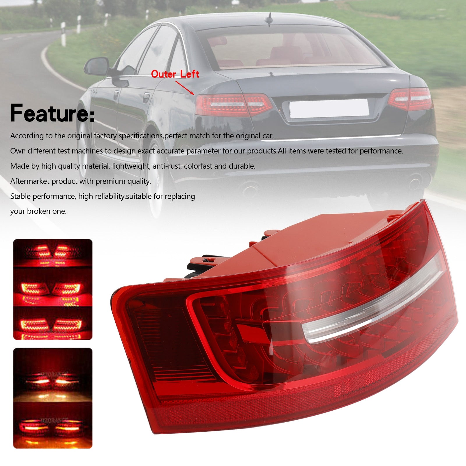 2009-2011 Audi A6 C6 Berline Coffre extérieur gauche Feu arrière LED 4FD945095B