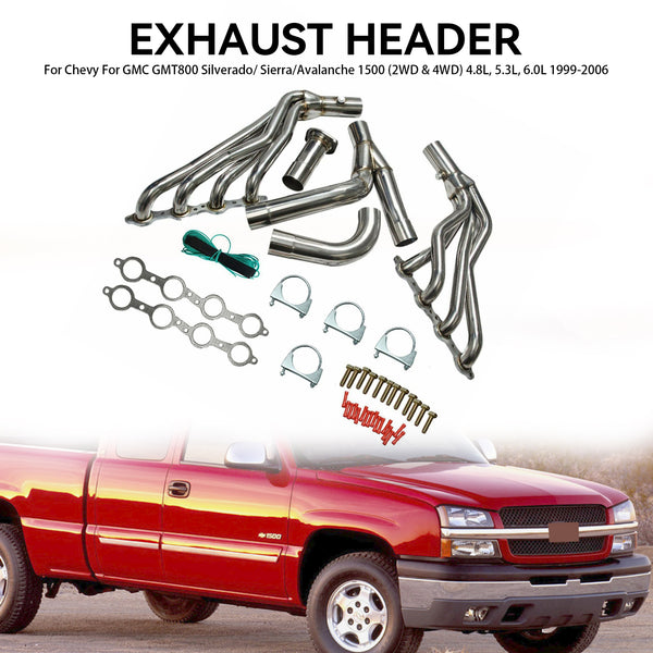 1999-2006 Chevy GMT800 Silverado/Sierra 1500 2WD/4WD 4.8 5.3 6.0L cabezal de escape genérico