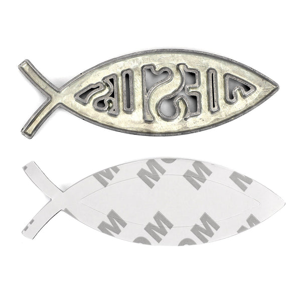 Jesus Christian Fish Symbol Black 3D Car Decal Emblem Sticker Religious God Generic