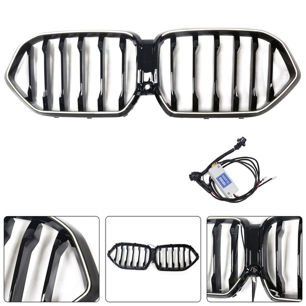 2023-2025 BMW X6 G06 M60I Černá mřížka předního nárazníku s GRILS W/CAREM