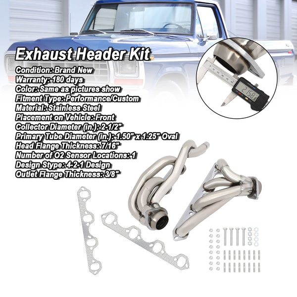 1987–1996 Ford F150/F250/Bronco 5,8 l T-304 Shorty Auspuffkrümmer, generisch