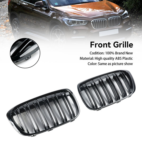 2016-2018 BMW X1 F48 F49 2PCS Glanzend Zwart Front Nier Grill Grille Generiek