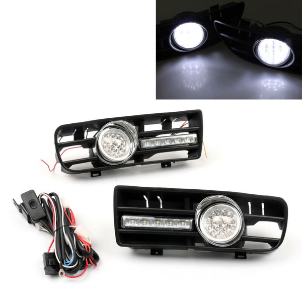 1999-2004 VW ゴルフ MK4 GTI 2x フォグライト 5 LED フロントバンパーグリル DRL ランプ汎用