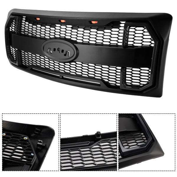2009-2014 Ford F150 Matte Black Raptor Style Front Bumper Grille Grill Generic