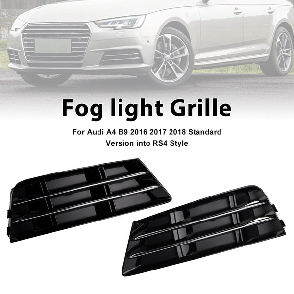 2016-2018 Audi A4 B9 Standard Version into RS4 Style 2PCS Front Fog Light Grille Lower Bumper Grill 8W0 807 681 R 8W0 807 682 R Generic