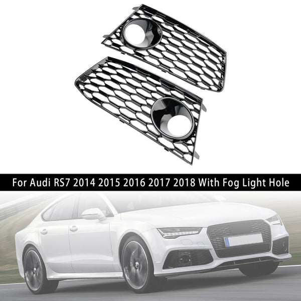 2014-2018 Audi RS7 Pair Front Bumper Fog Light Lamp Frame Grille Covers