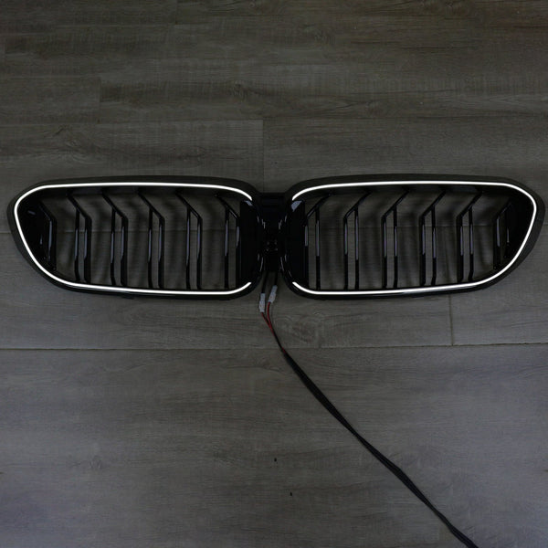 2017-2020 BMW 5-serie G30 G31 dobbel lamell foran nyregriller blank svart Generisk