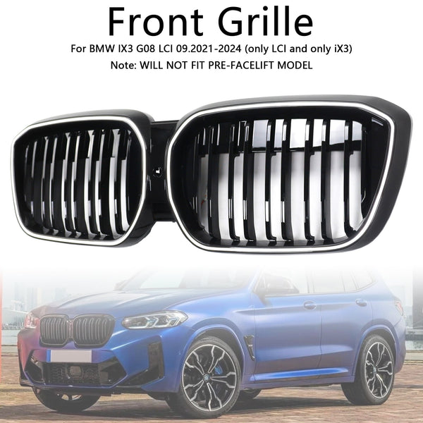 2022-2024 BMW IX3 G08 LCI Dobbel Lamell Svart Nyre Grill Grill Generic