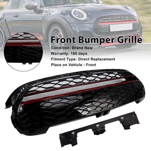 2014-2021 Mini F56 3 Door Hatchback Cooper S, Cooper SD GP-stil Gloss Black Red Trim Front Grille 5117337791 51137335527 Generisk generisk