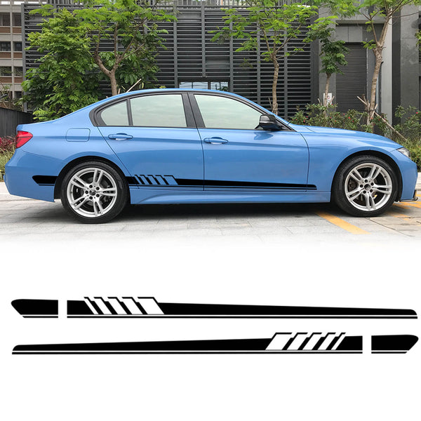 2 stuks Side Skirt Stripes Decal Sticker voor Mercedes BenzW205 C-Klasse AMG Zwart