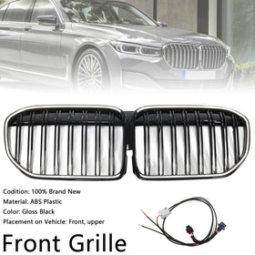 2019-2022 BMW 7-serie G11 G12 Double Slat Gloss Black Front Grill Grille Generic
