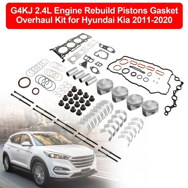 2011-16 Hyundai Sonata 4-Door 2.4L G4KJ Engine Rebuild Pistons Gasket Overhaul Kit 2102025120 2102025150