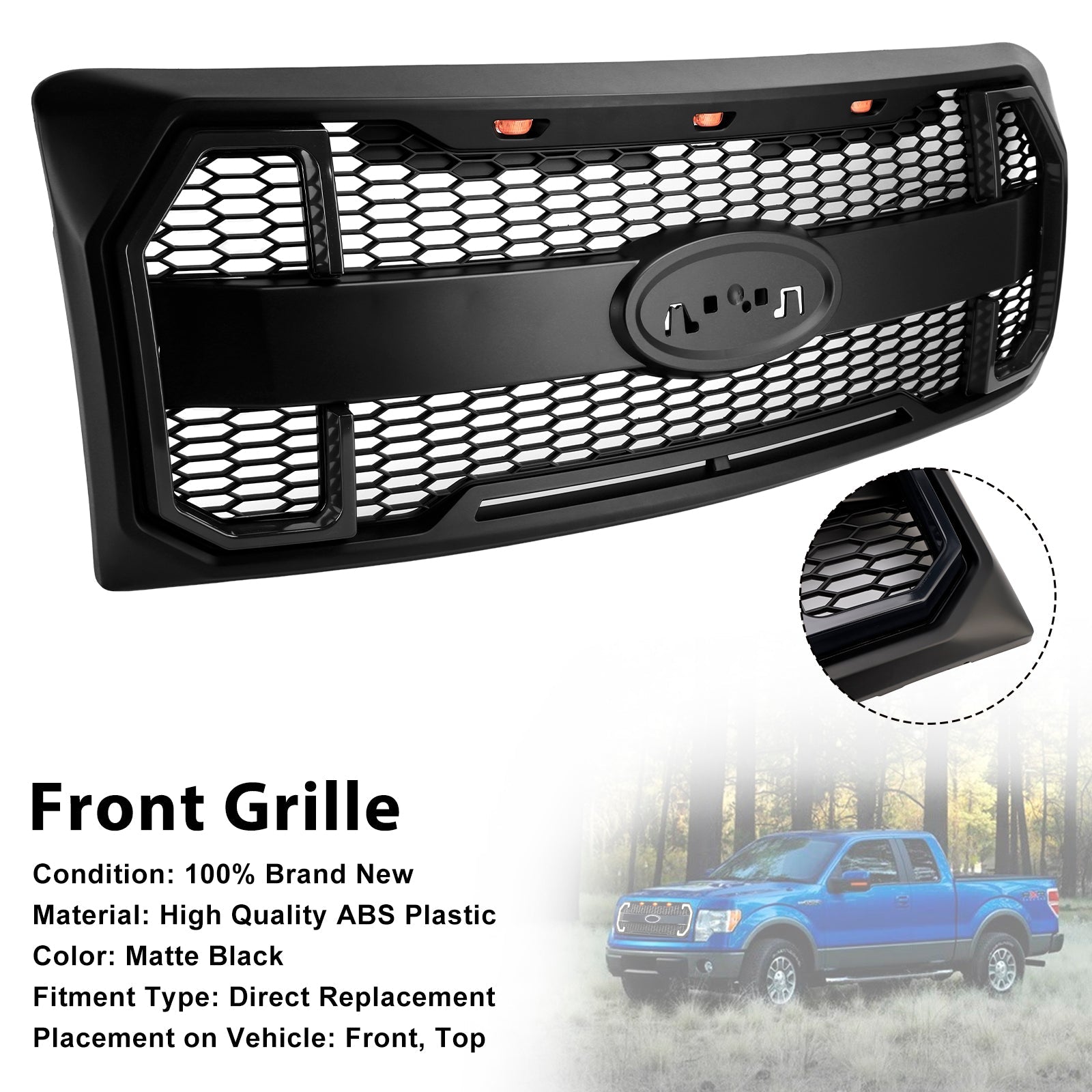 2009–2014 Ford F150 mattschwarzer Raptor-Stil Frontstoßstangengrill, generisch