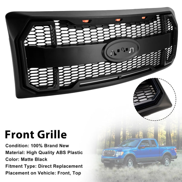 2009-2014 Ford F150 Matte Black Raptor Style Front Bumper Grille Grill Generic