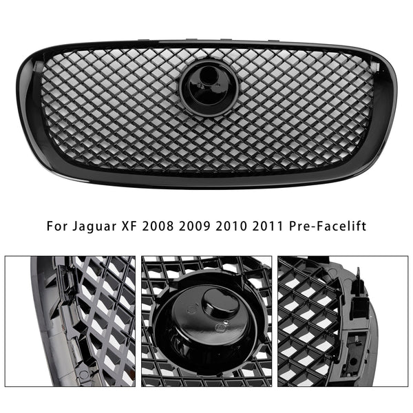 2008-2011 Jaguar XF XF-R stil foran støtfanger Grill Grill glans svart Generisk