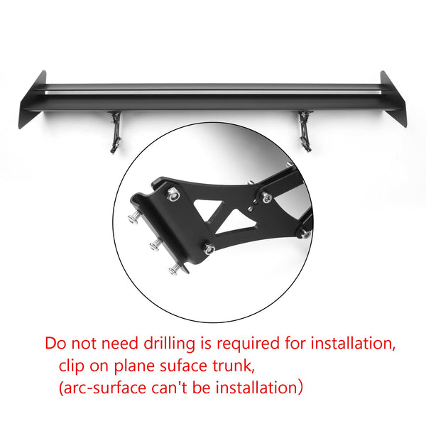 ユニバーサル アルミニウム 調整可能 ダブルデッキ GT リア トランク ウイング スポイラー ブラック ジェネリック