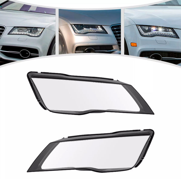 2Pcs Front Headlight Lens Cover Shell Clear For Audi A7 S7 RS7 2012-2015