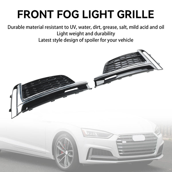 2018-2019 Audi S5 A5 S-Line 2Pcs Front Bumper Fog Light Grille Cover Trim 8W6807682FRU6 8W6807681FRU6 Generic