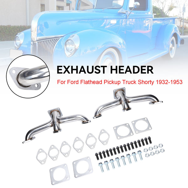 Exhaust Header Manifold Fit Ford Flathead Pickup Truck Shorty 1932-1953 V8 Generic