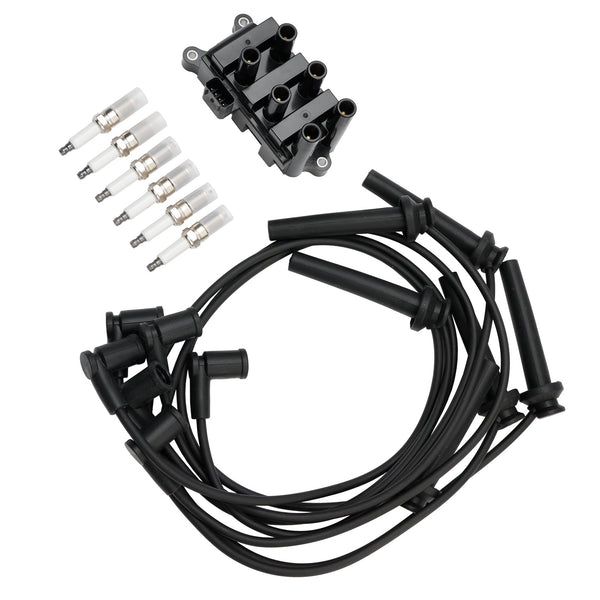 2001-2008 F-150 V6 4.2L Ignition Coil+6 Spark plug+6 Wire FD498 5F2Z-12029-AD Generic